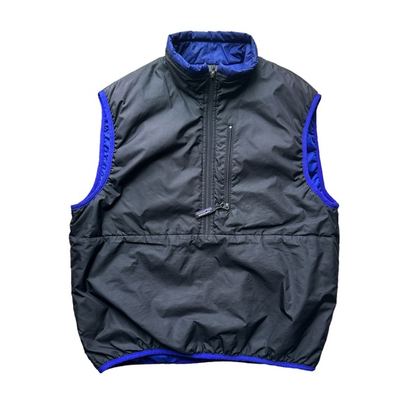 Patagonia Other - Vintage Patagonia Puffball Puffer Vest Quarter Zip Black Blue Men’s Vest Medium